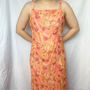 beautifulllllll orange butterfly sleeveless dress 🍊